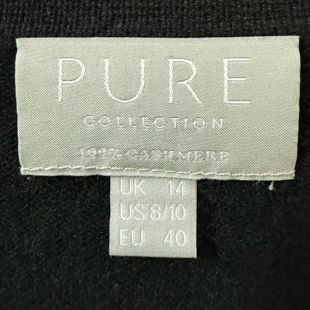 Pure Collection Cashmere Slim Fit Crew Neck Sweater, Black, Size 08-10 - Picture 7 of 9